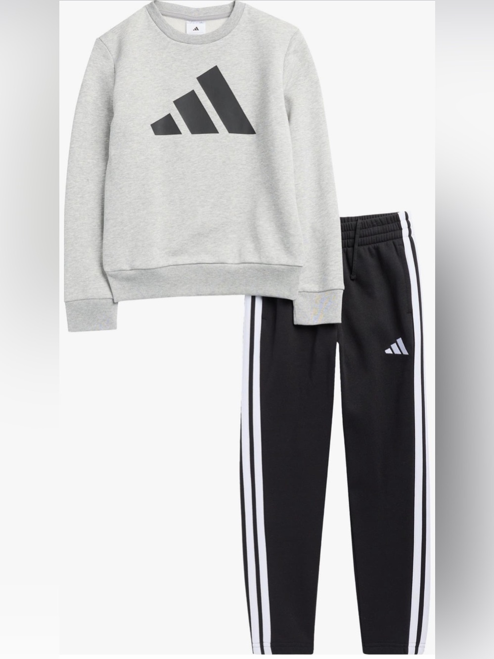adidas Kids Black Joggers with White Side Stripes